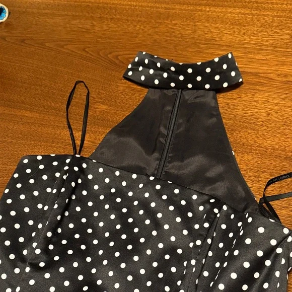 Jessica McClintock for Gunne Sax, Strapless Collared PolkaDot Holiday Party xmas - Picture 8 of 16